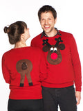 Ladies Front & Back Christmas Jumper Brown Face