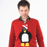 V neck Christmas Jumper Pablo Penguin