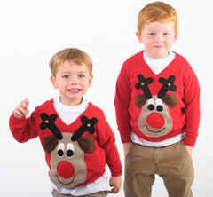 Kids' Rudolph Beige Christmas Jumper