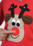 Men's Christmas Jumper Rudolph Reindeer Roundneck Beige Face