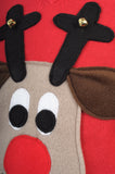 V neck Rudolph Christmas Jumper (Beige Face)